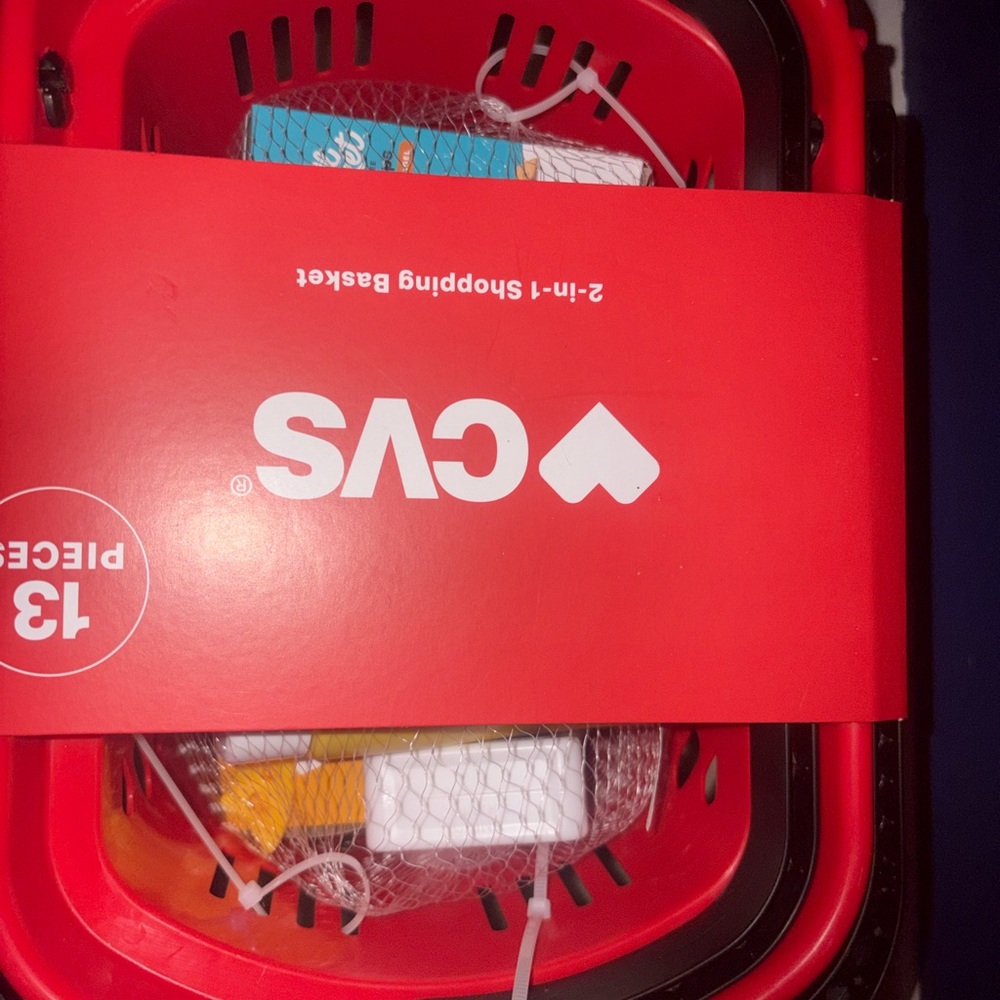 Red CVS Kids Toy Shopping Basket Playset